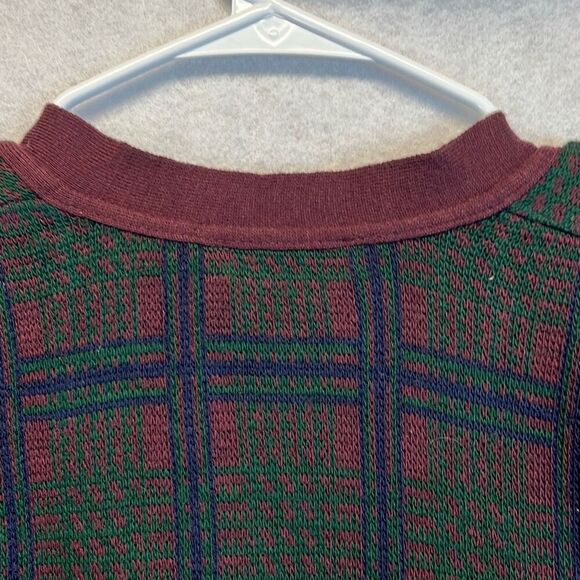 Vtg COLLECTIF Men’s Sweater Vest Wool Blend Button Front Plaid Burgundy Green L - Picture 11 of 11